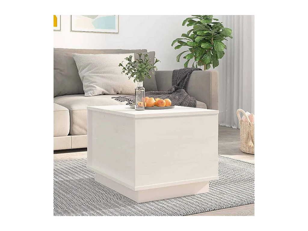 Table basse Blanc 40x50x35 cm Bois massif de pin