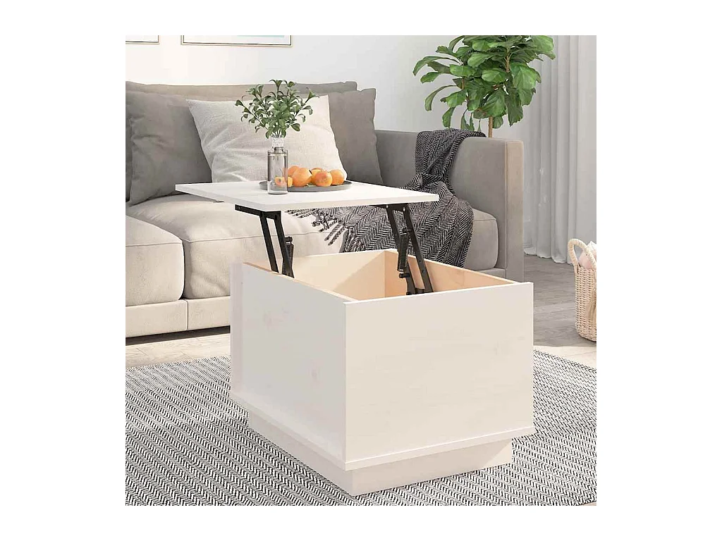 Table basse Blanc 40x50x35 cm Bois massif de pin