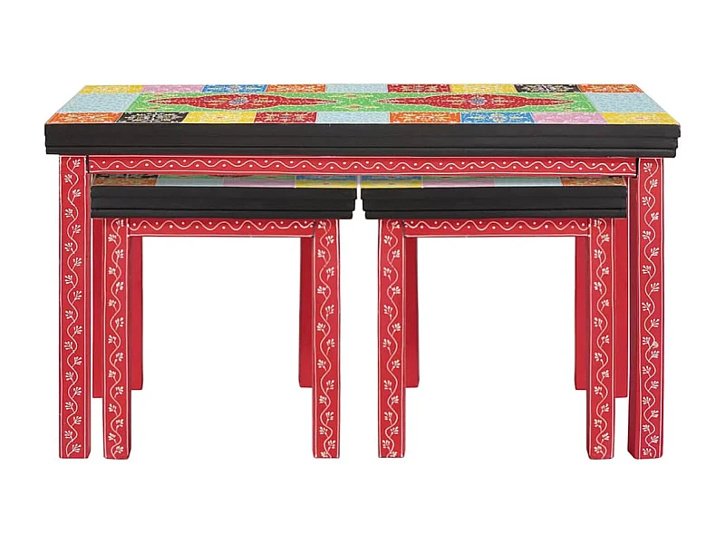 Tavolino impilabile marrone 38 x 38 x 41,5 cm in legno massello di mango