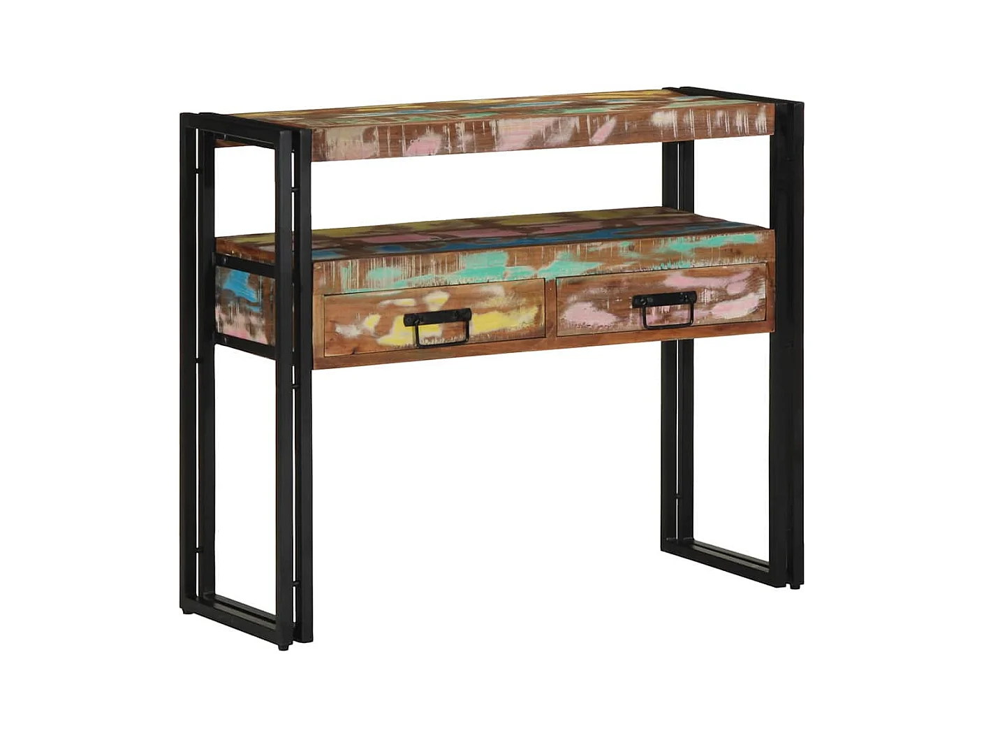 Table console 90 x 33 x 75 cm bois de récupération massif