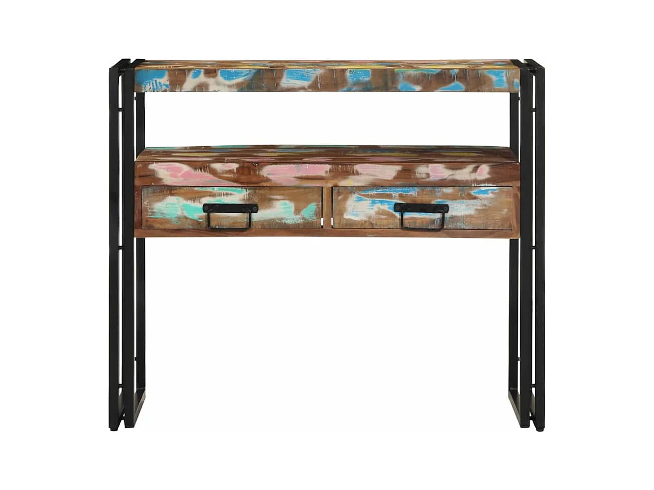 Table console 90 x 33 x 75 cm bois de récupération massif