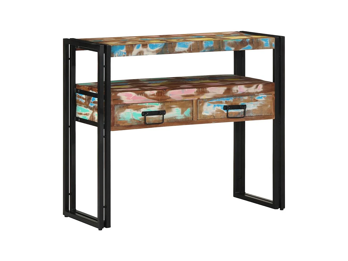 Table console 90 x 33 x 75 cm bois de récupération massif