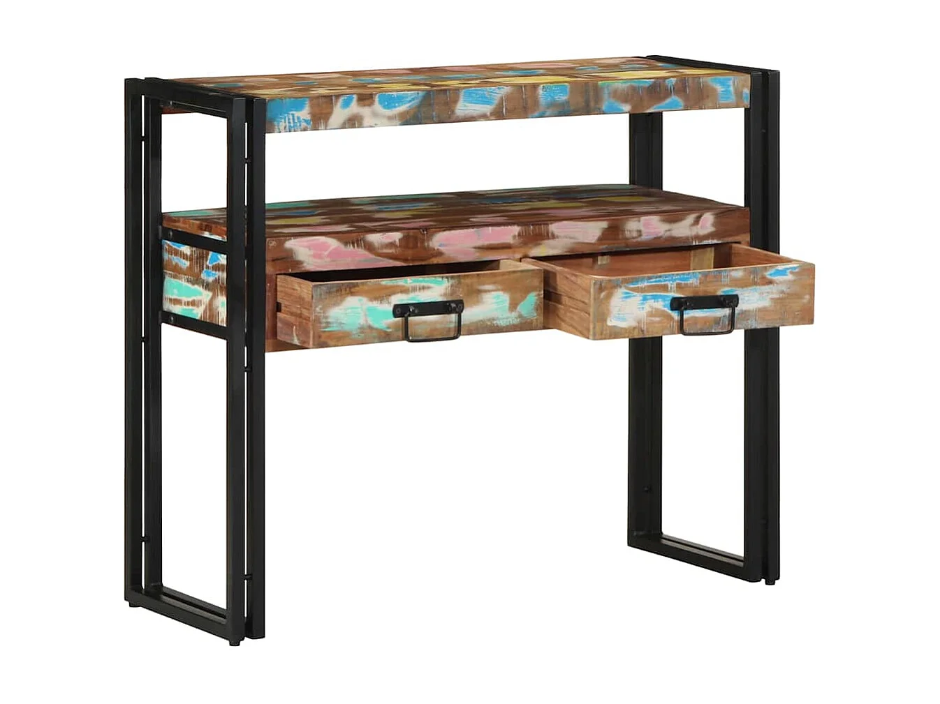 Table console 90 x 33 x 75 cm bois de récupération massif