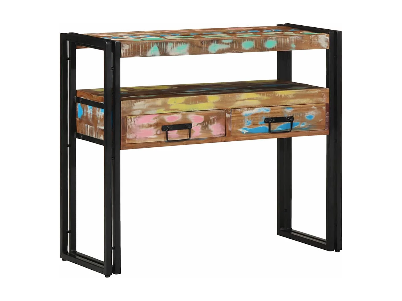 Table console 90 x 33 x 75 cm bois de récupération massif