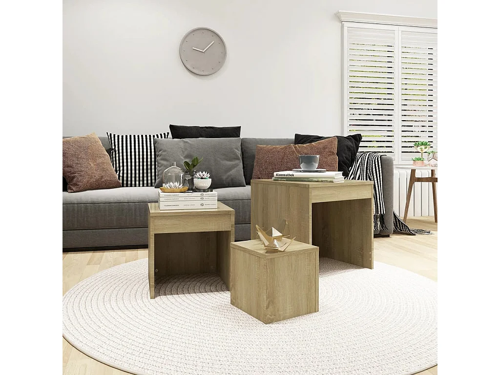 Tables gigognes 3 pcs Chêne sonoma Aggloméré