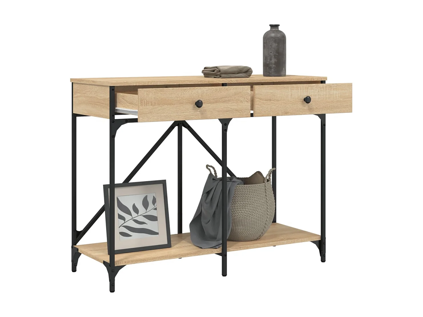 Table console chêne sonoma 100x39x78,5 cm bois d'ingénierie