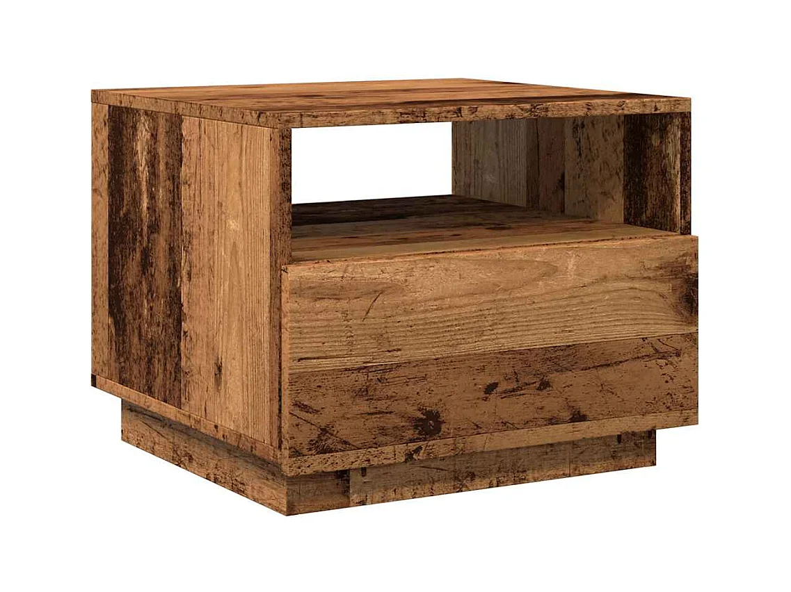 Table basse avec lumières LED vieux bois 50x49x40 cm