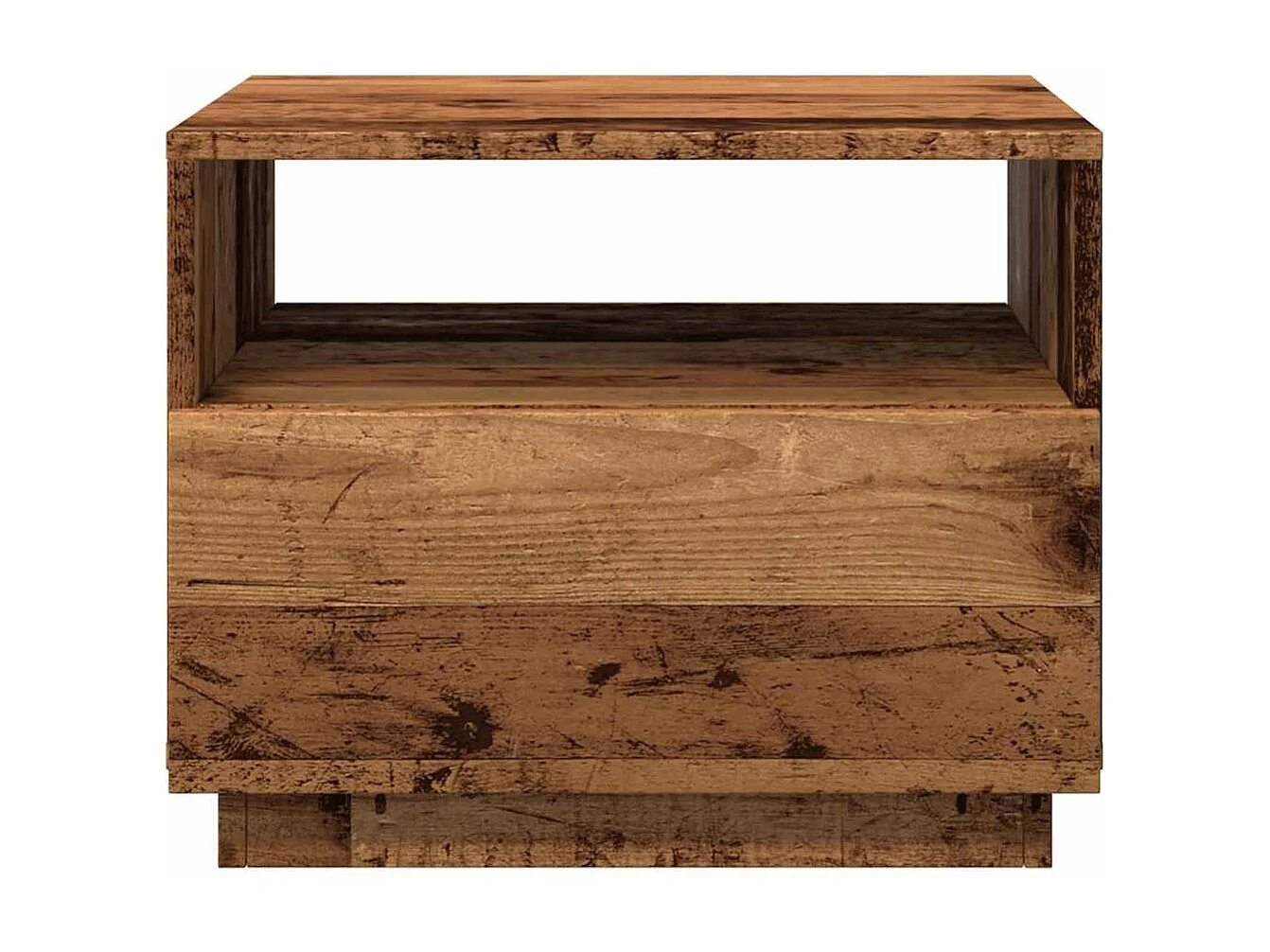 Table basse avec lumières LED vieux bois 50x49x40 cm