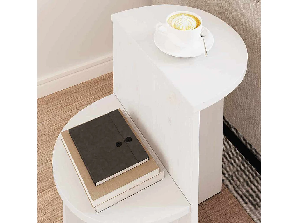 Table d'appoint Blanc 50 x 40 x 50 cm Bois massif en pin
