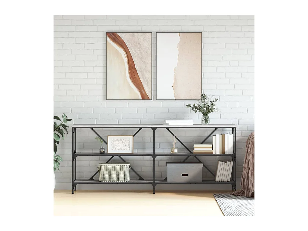 Table console sonoma gris 180x30x75 cm bois d'ingénierie et fer