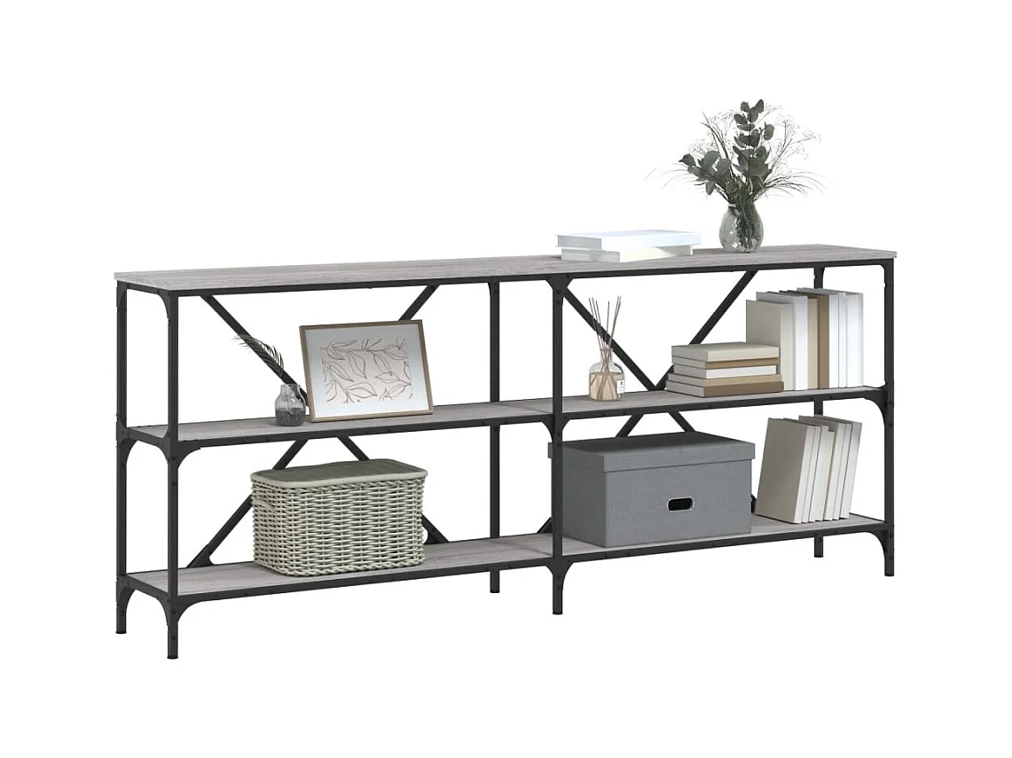 Table console sonoma gris 180x30x75 cm bois d'ingénierie et fer