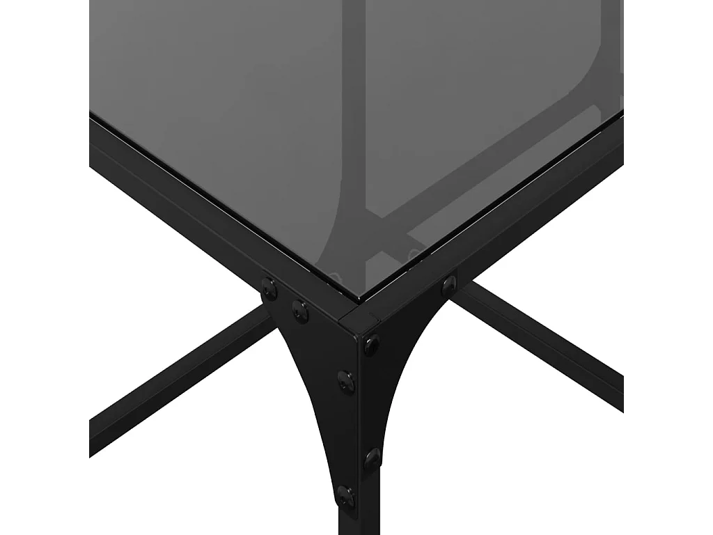 Salontafel met zwart glazen blad 78,5x40x40 cm staal