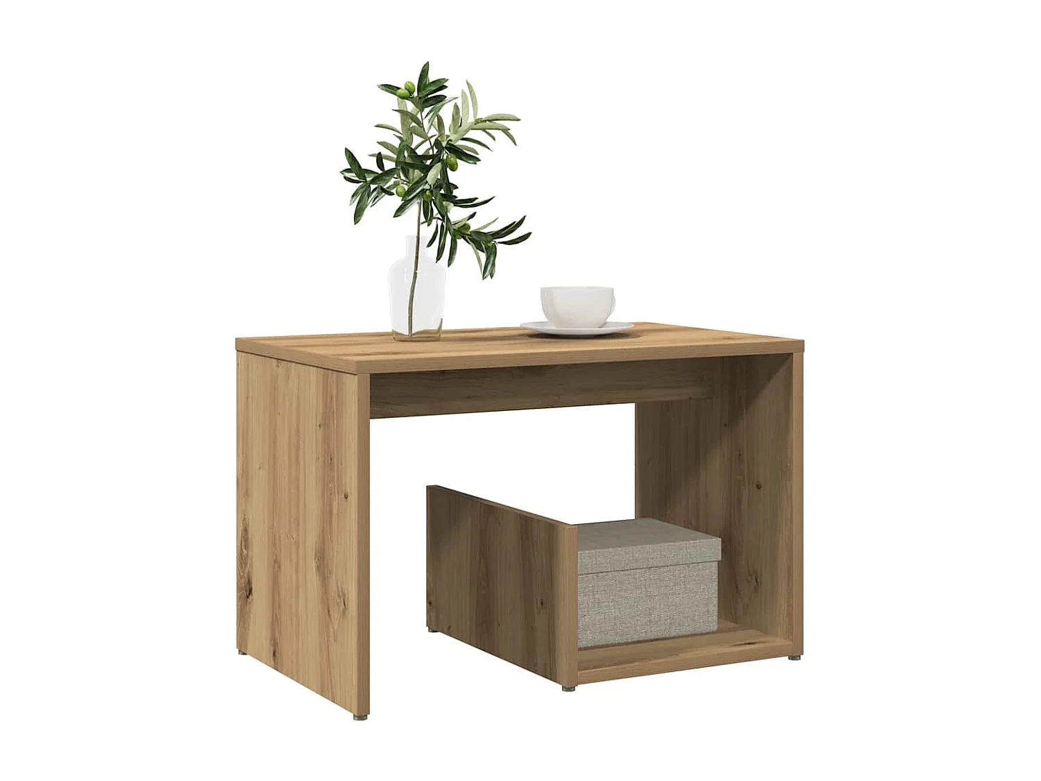 Table d'appoint chêne artisanal 59x36x38 cm bois d'ingénierie