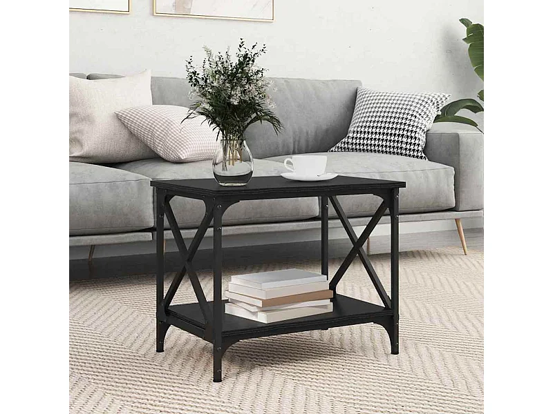 Tavolino laterale Rovere nero 55 x 38 x 45 cm Legno ingegnerizzato