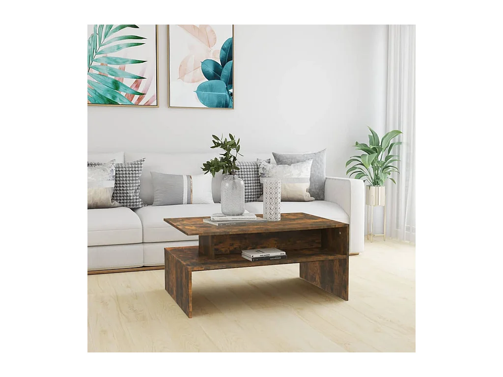 Table basse Chêne fumé 90x60x42,5 cm Bois d'ingénierie