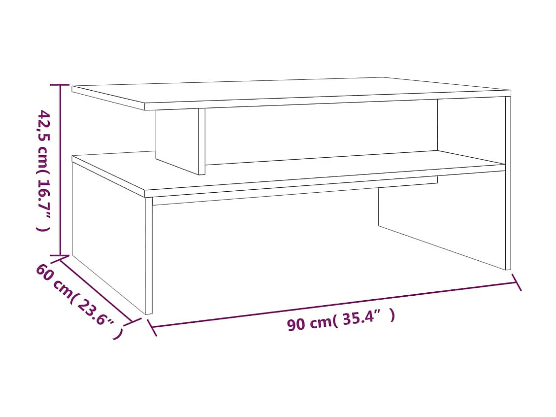 Table basse Chêne fumé 90x60x42,5 cm Bois d'ingénierie