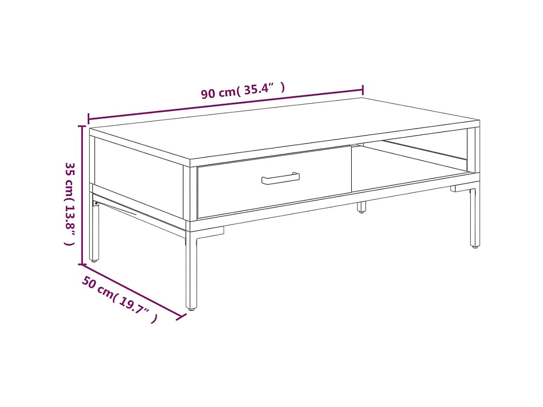 Table basse 90x50x35 cm Bois de pin massif