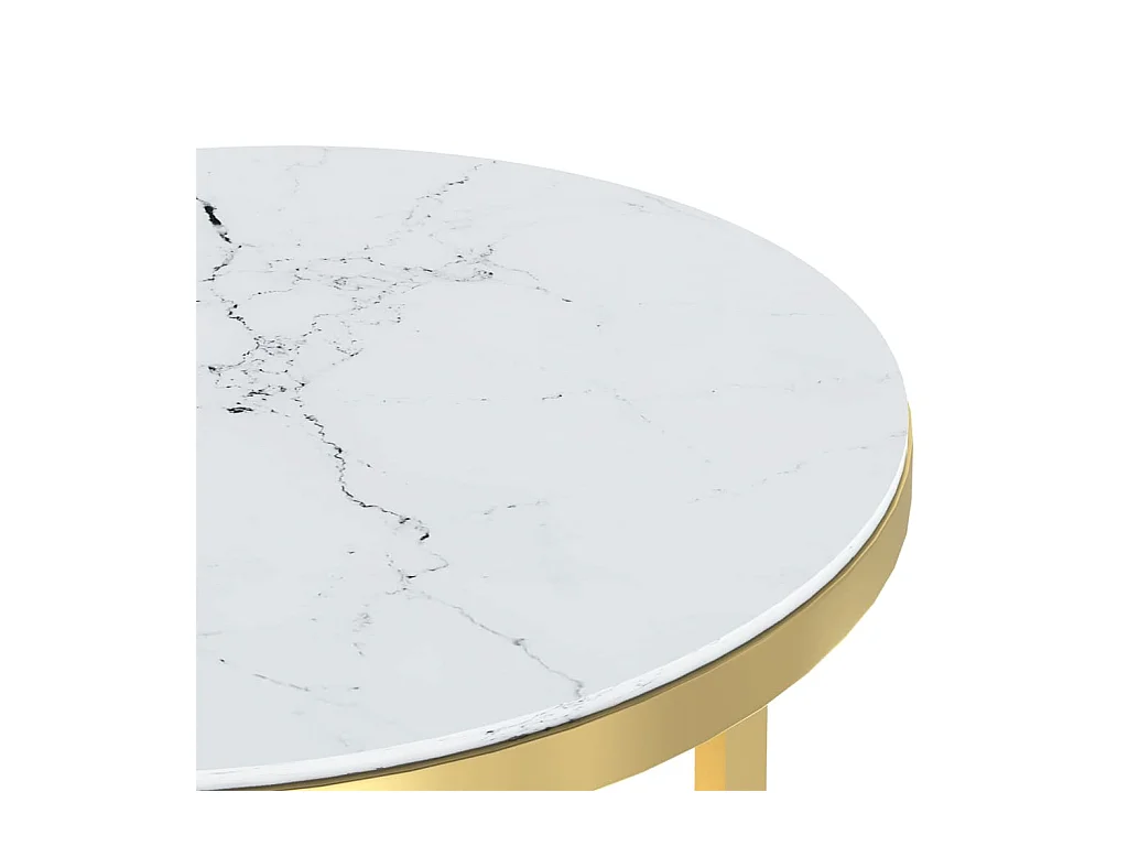 Bijzettafel van goudkleurig en wit marmer 45 cm Gehard glas