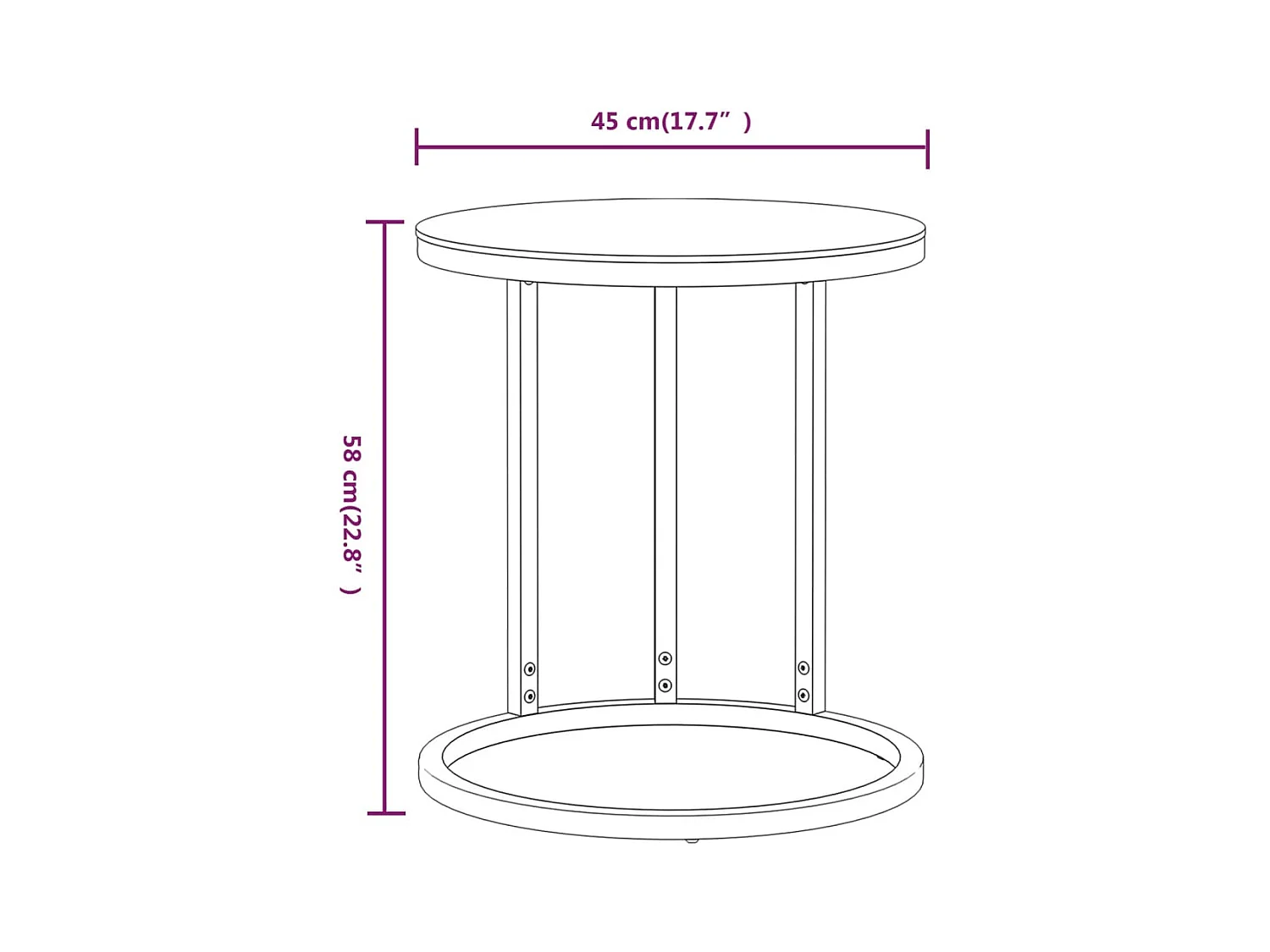 Bijzettafel van goudkleurig en wit marmer 45 cm Gehard glas