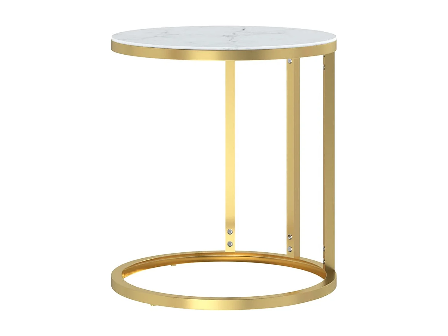 Bijzettafel van goudkleurig en wit marmer 45 cm Gehard glas