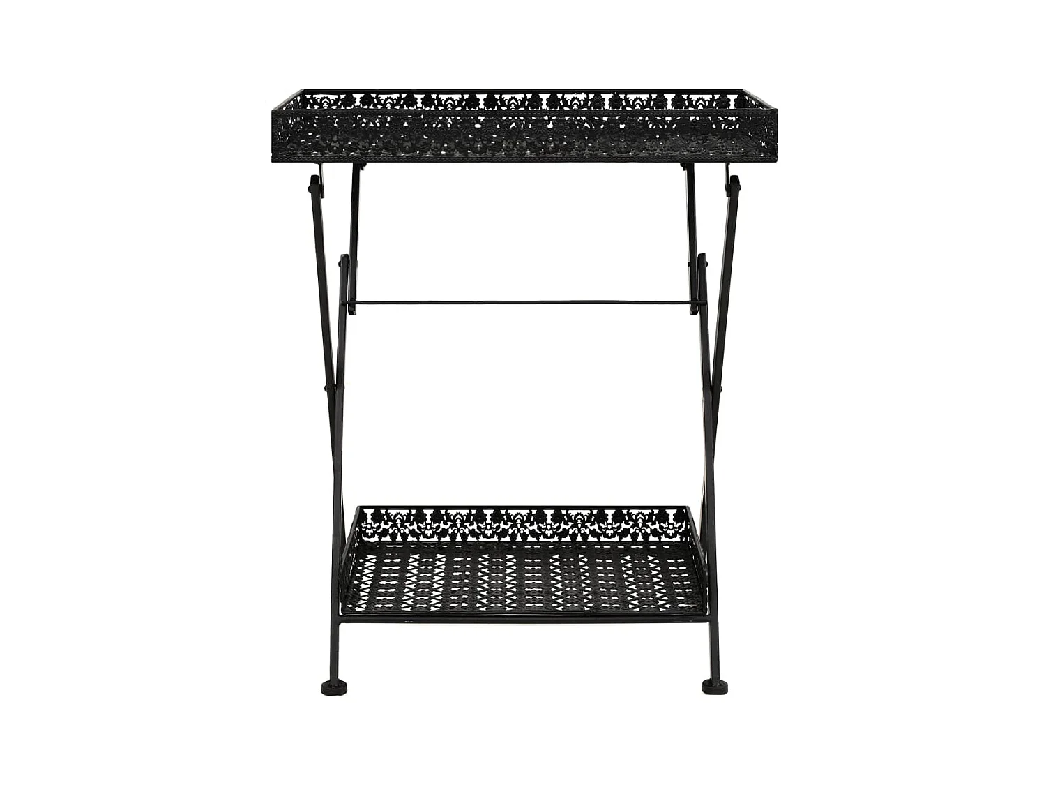 Opvouwbare theetafel in vintage stijl, metaal, 58 x 35 x 72 cm, zwart