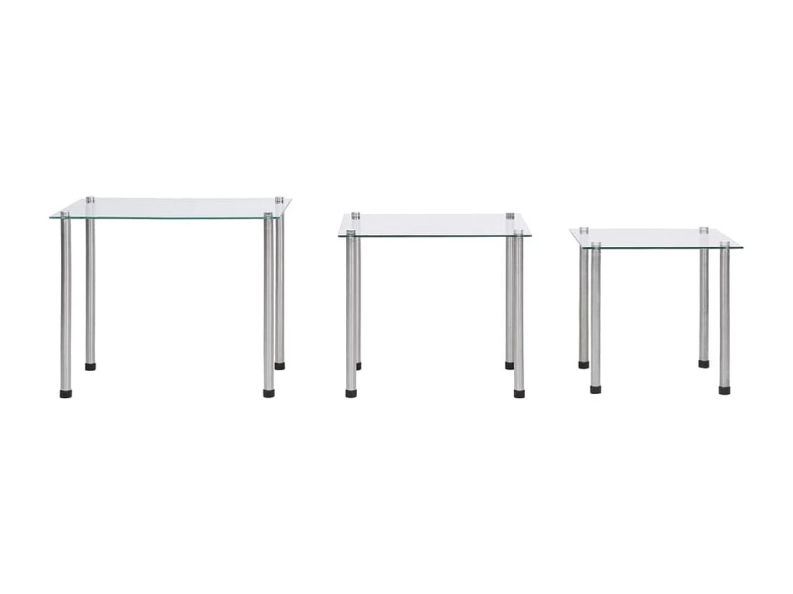 Bijzettafels 3 stuks Transparant Gehard glas