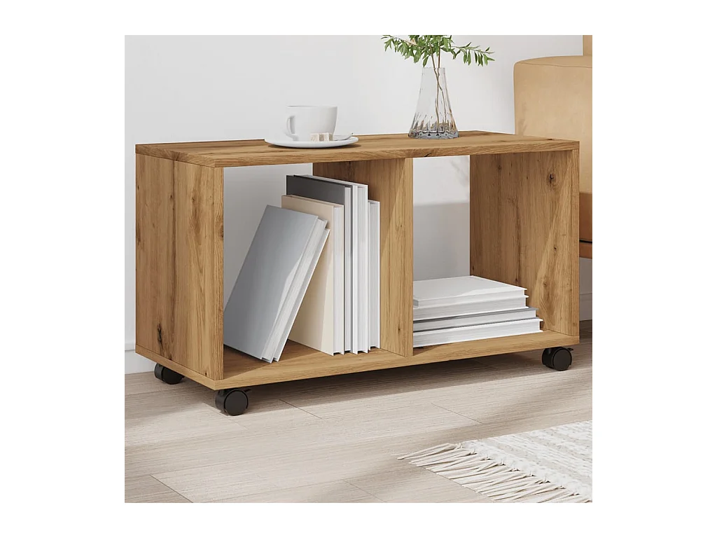 Armoire à roulettes chêne artisanal bois d'ingénierie