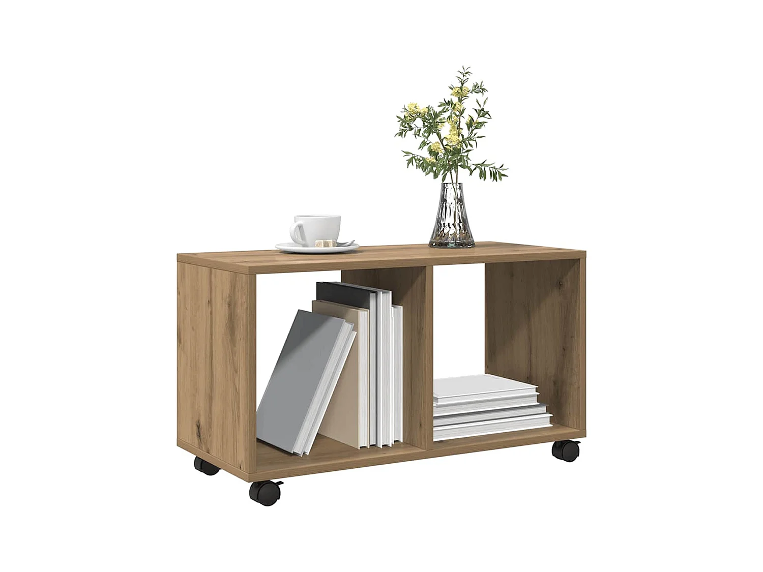 Armoire à roulettes chêne artisanal bois d'ingénierie