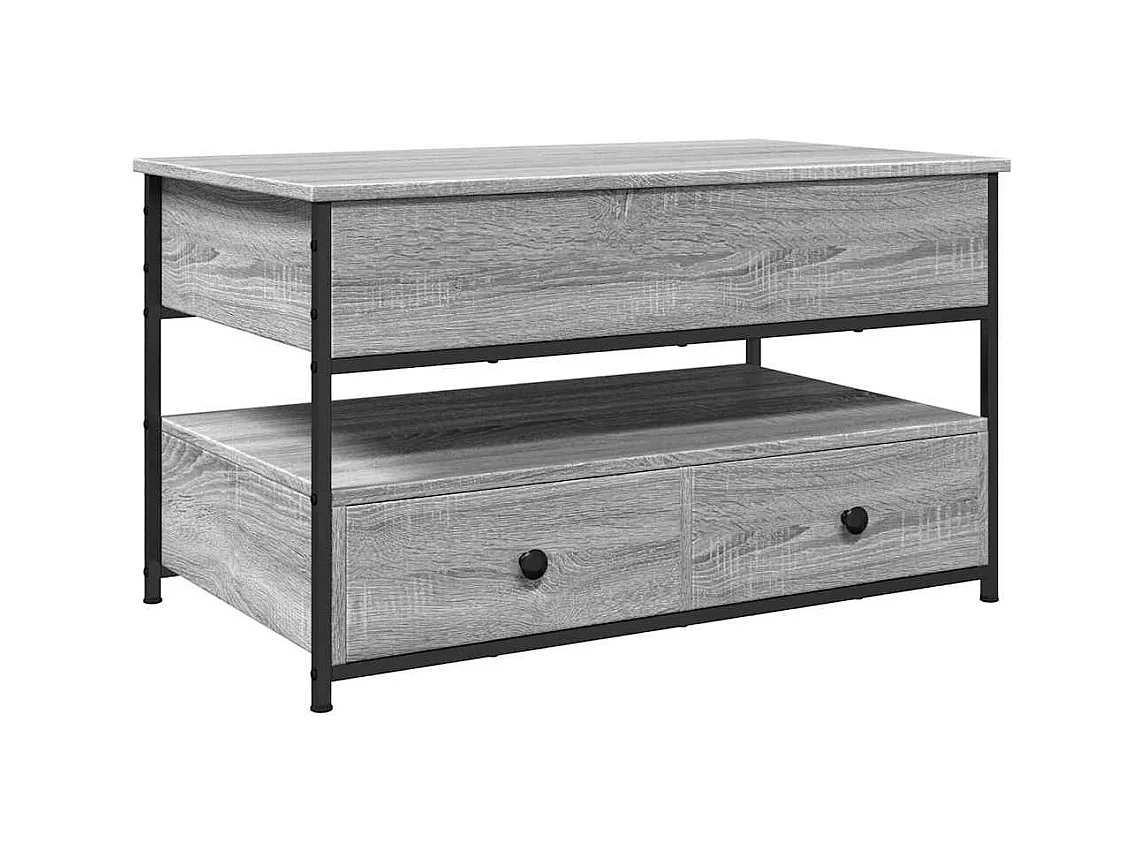 Table basse sonoma gris 85x50x50 cm bois d'ingénierie et métal