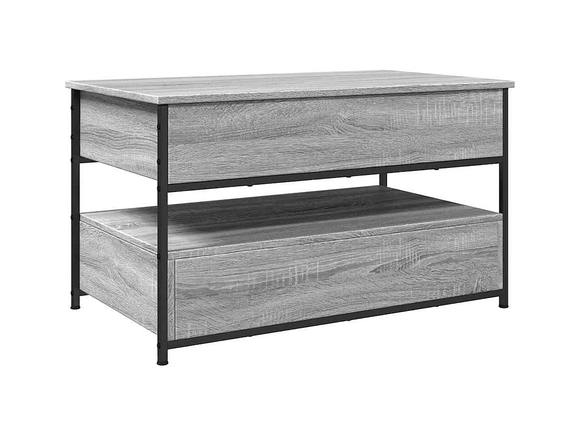 Table basse sonoma gris 85x50x50 cm bois d'ingénierie et métal