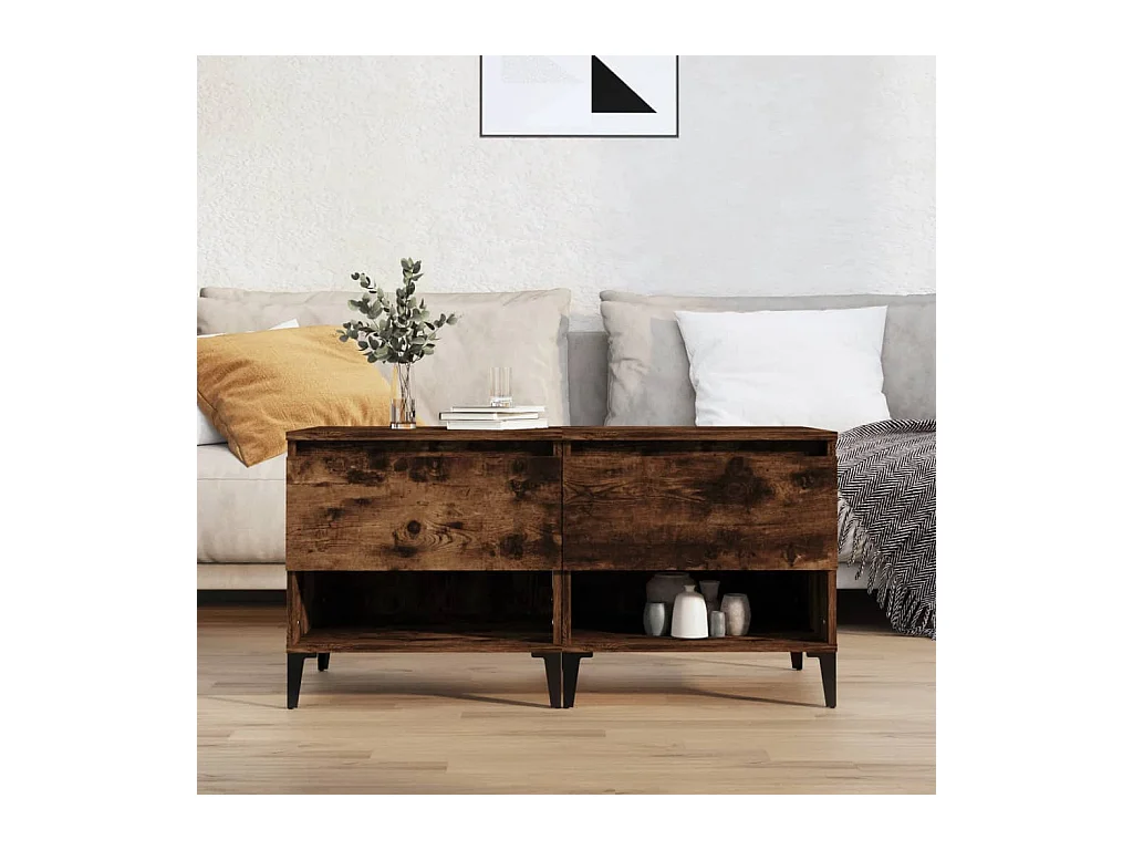 Tavolini laterali 2 pezzi Rovere affumicato 50x46x50 cm Legno ingegnerizzato
