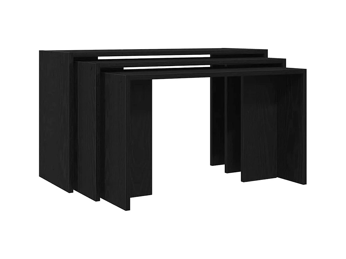 Tables gigognes 3 pcs noir bois d'ingénierie