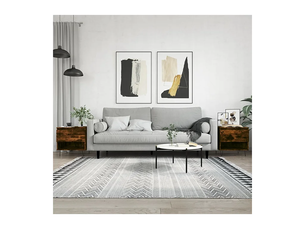 Salontafels 2 stuks gerookt eiken 50x46x50 cm bewerkt hout