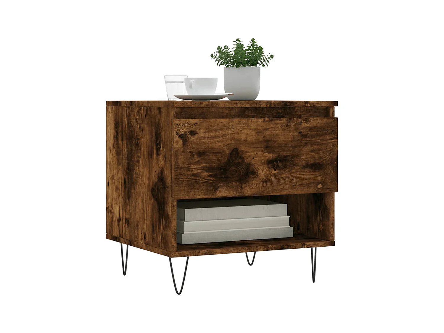 Salontafels 2 stuks gerookt eiken 50x46x50 cm bewerkt hout