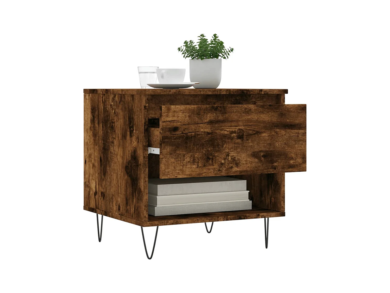 Salontafels 2 stuks gerookt eiken 50x46x50 cm bewerkt hout