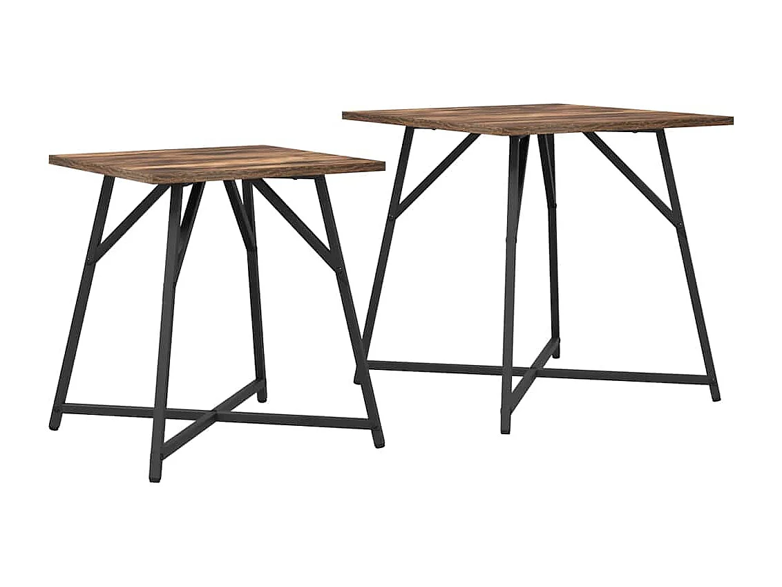 Ensemble de tables d'appoint 2 pcs Chêne fumé et noir