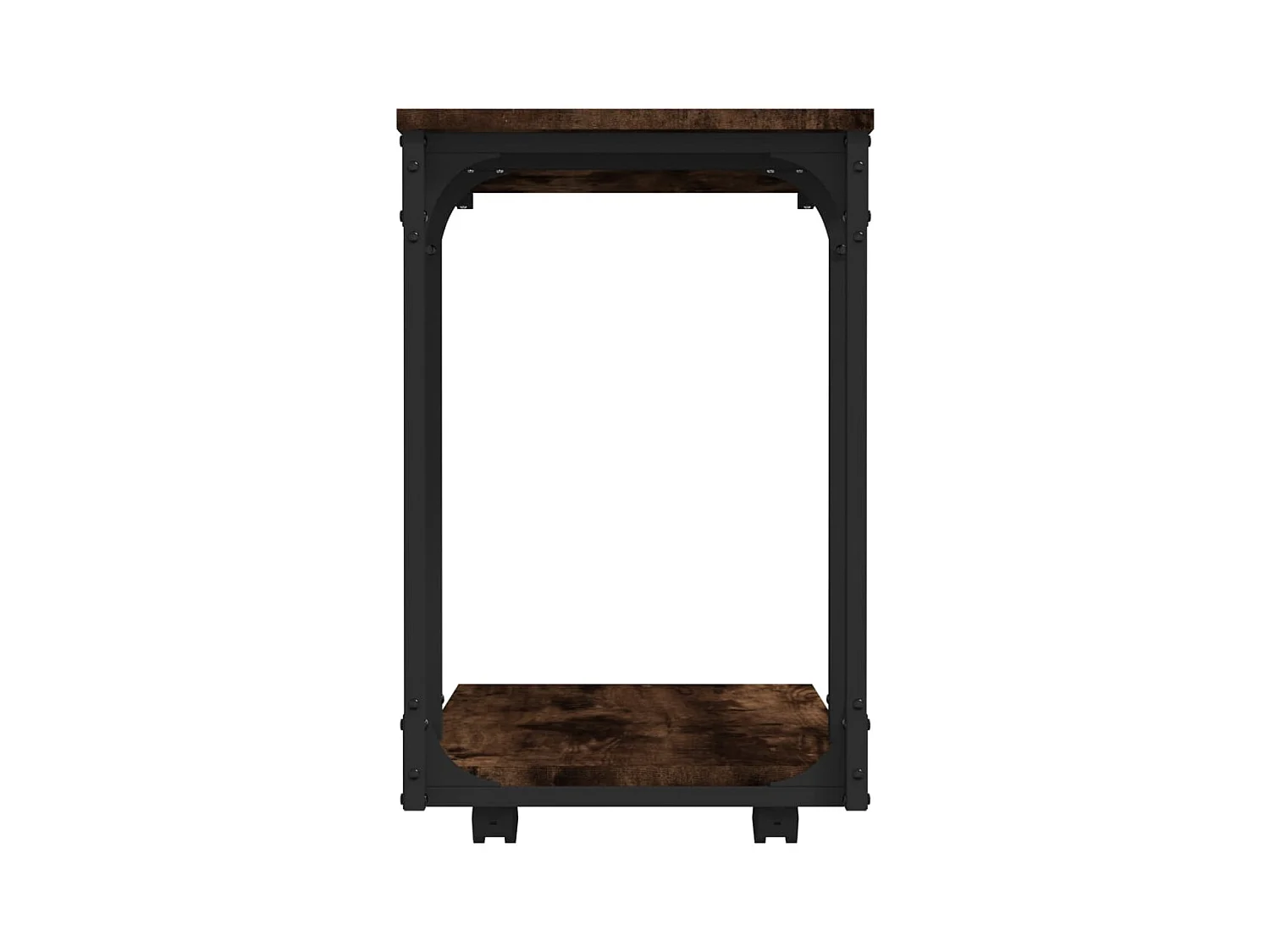 Gerookte Eikenhouten Bijzettafel op Wielen 50x35x55,5 cm