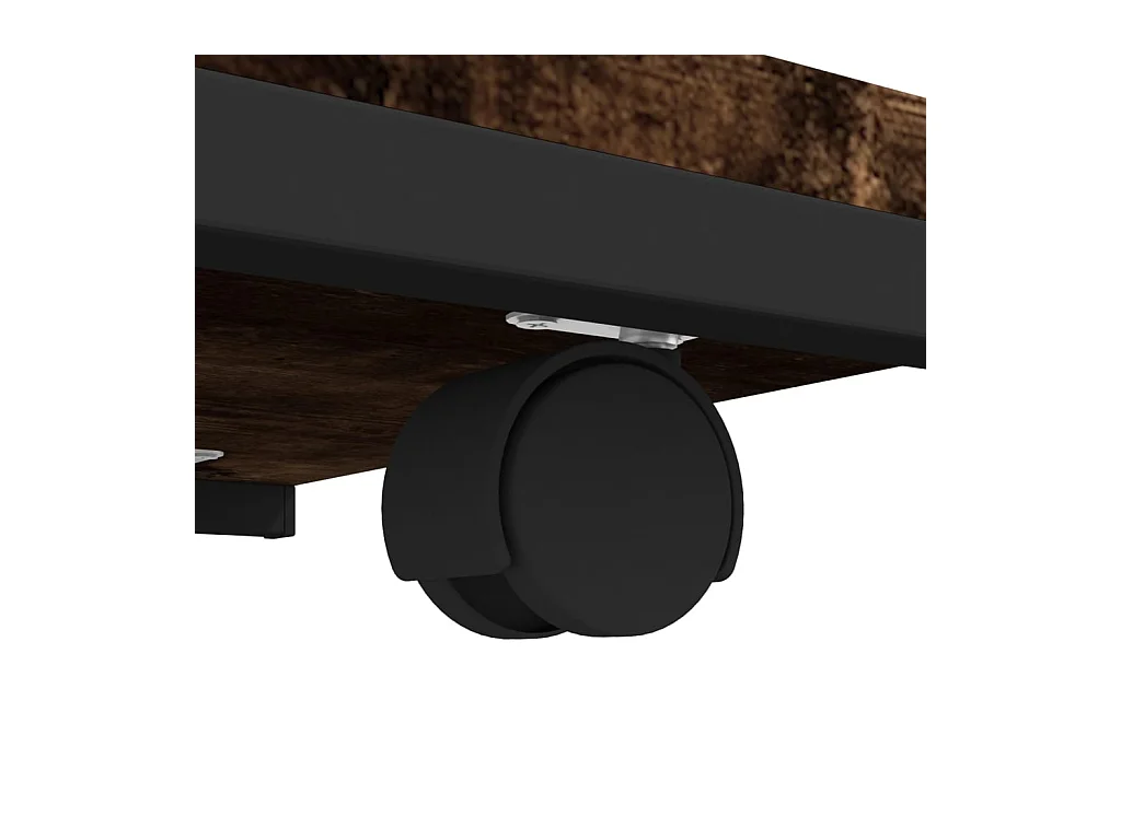 Gerookte Eikenhouten Bijzettafel op Wielen 50x35x55,5 cm