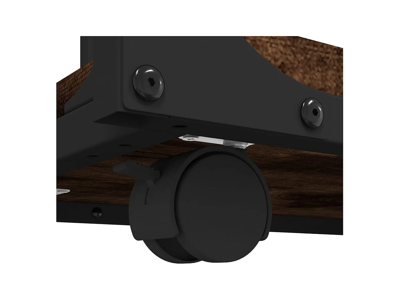 Gerookte Eikenhouten Bijzettafel op Wielen 50x35x55,5 cm