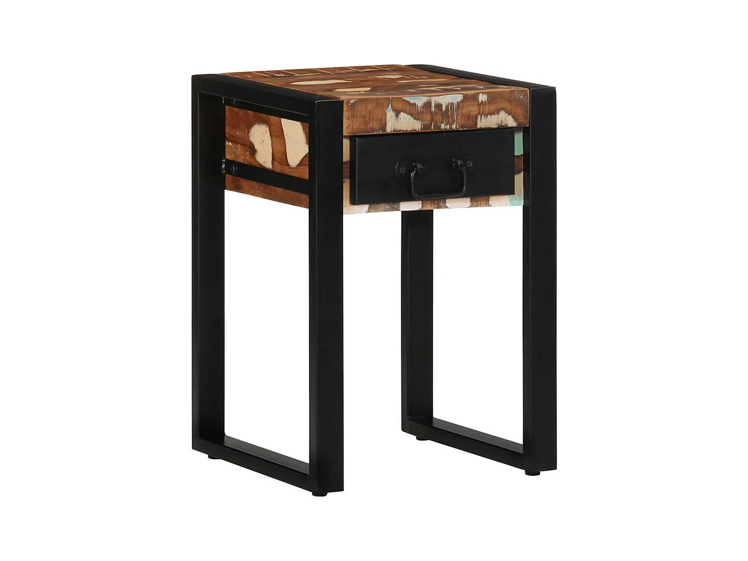 Table d'appoint multicolore 35x35x50cm bois massif récupération