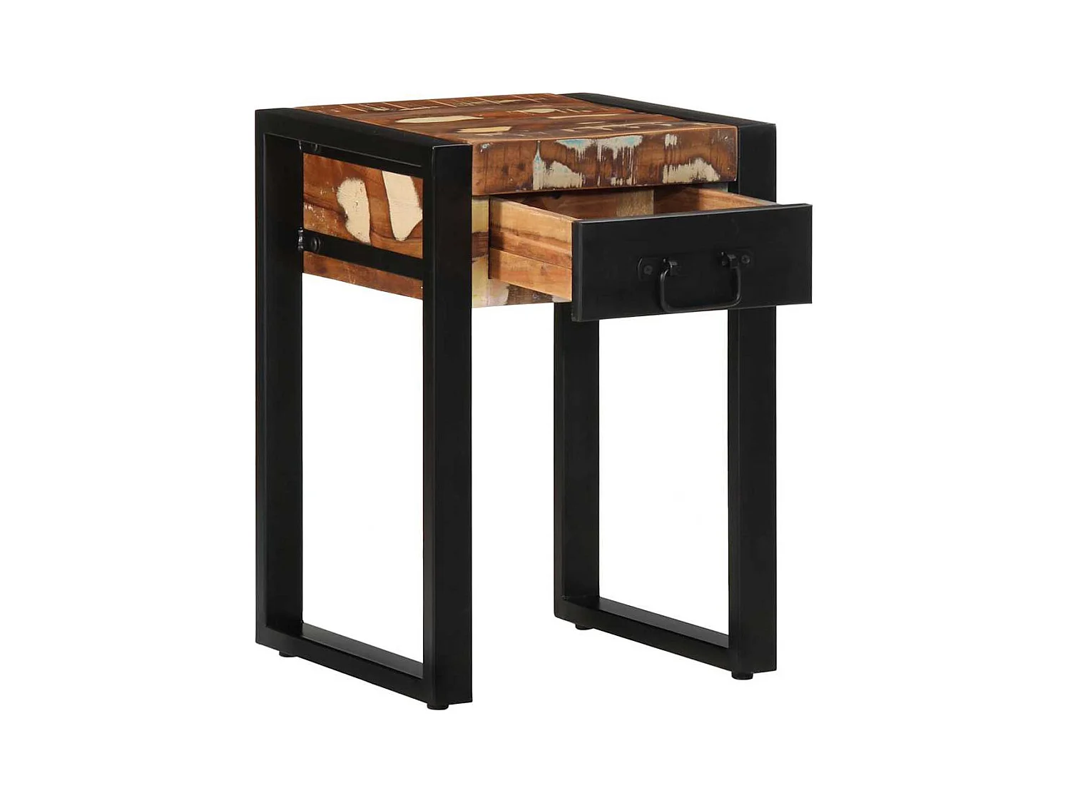 Table d'appoint multicolore 35x35x50cm bois massif récupération