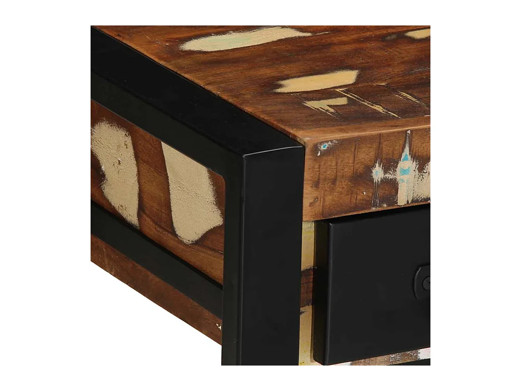 Table d'appoint multicolore 35x35x50cm bois massif récupération