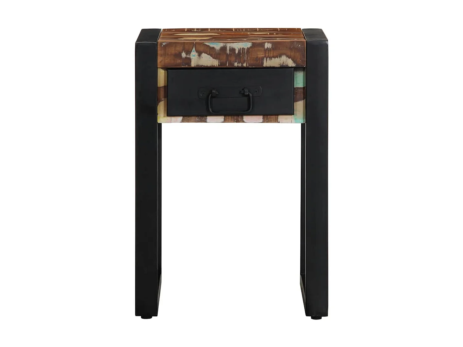 Mesa auxiliar multicolor 35x35x50cm madera maciza recuperada