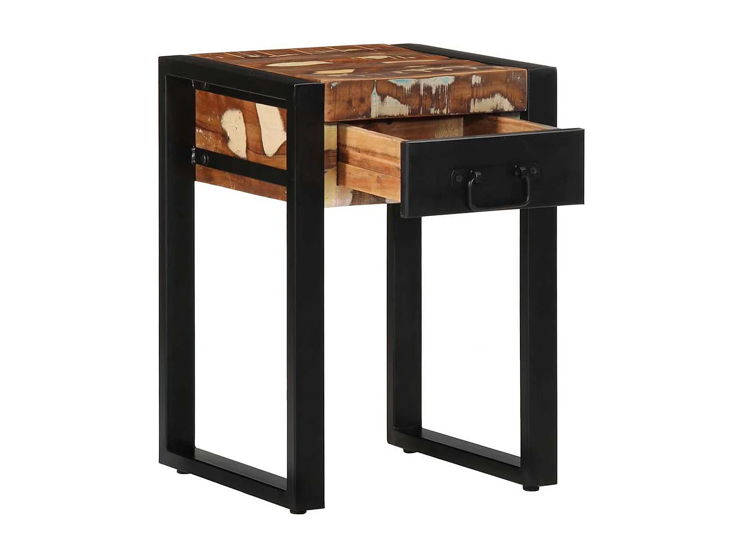 Mesa auxiliar multicolor 35x35x50cm madera maciza recuperada