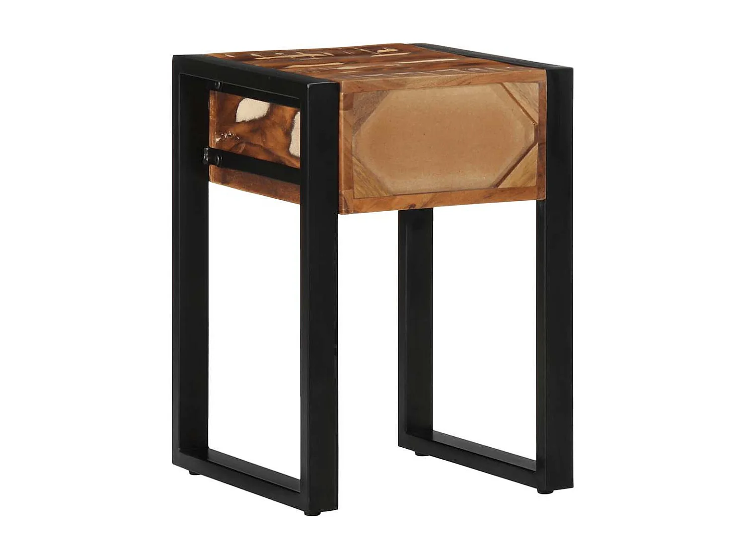 Mesa auxiliar multicolor 35x35x50cm madera maciza recuperada