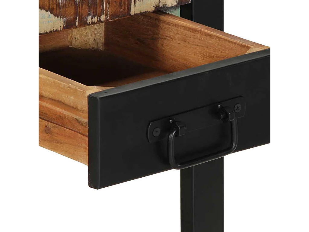 Mesa auxiliar multicolor 35x35x50cm madera maciza recuperada