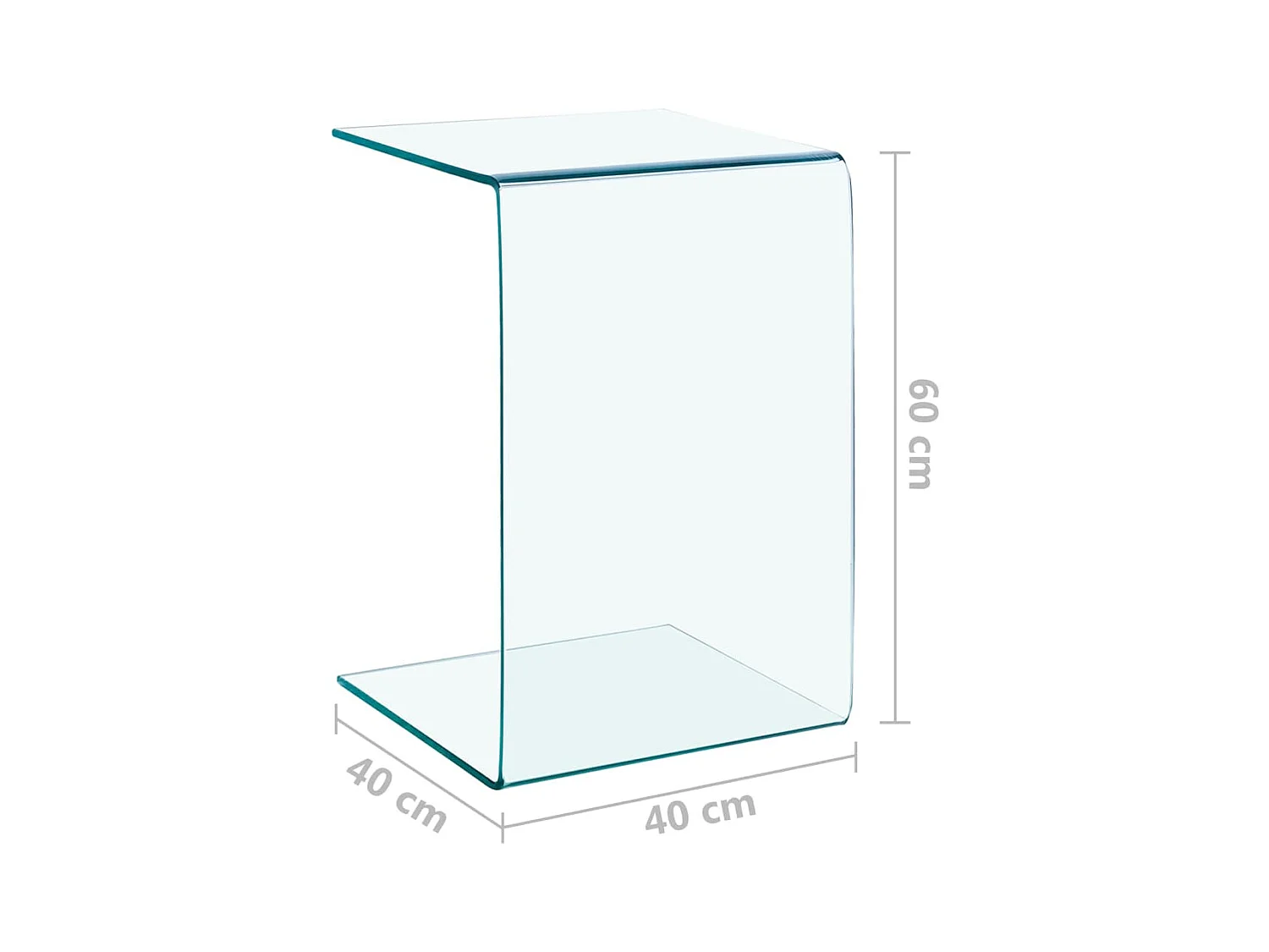 Bijzettafel 40x40x60 cm Gehard glas