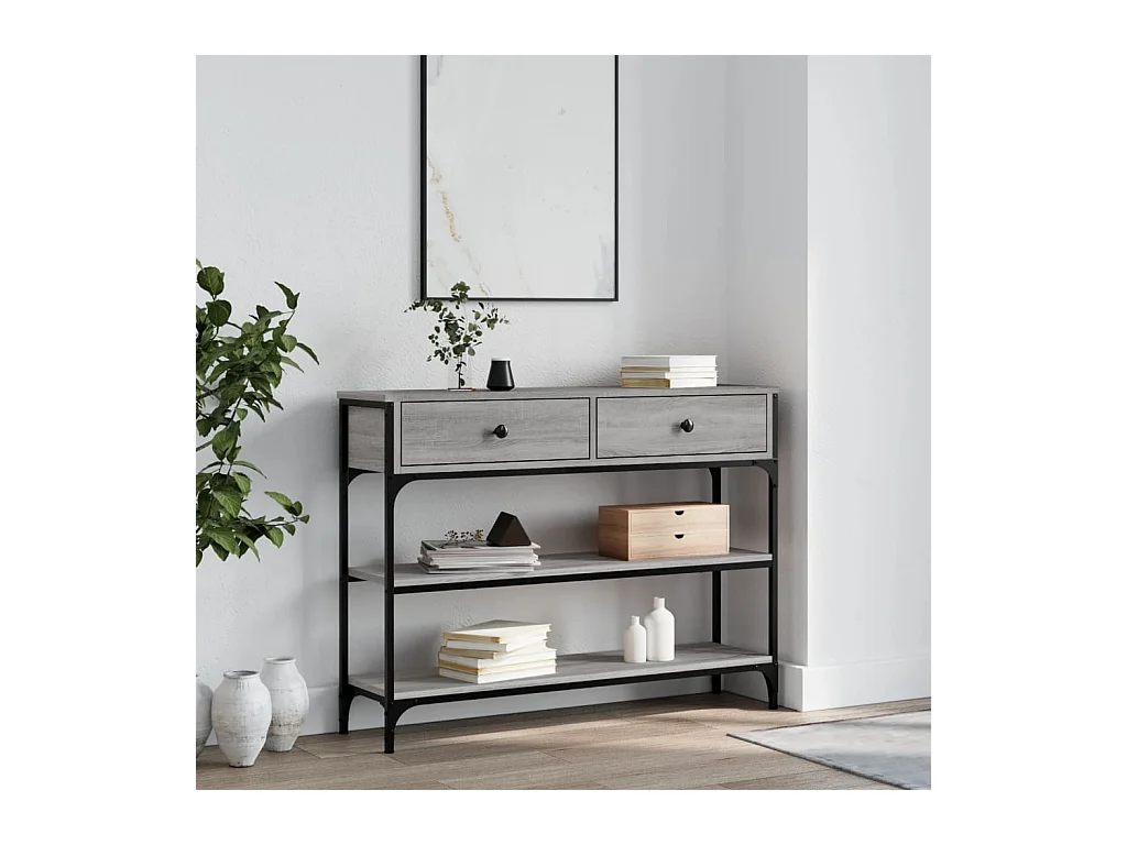 Table console sonoma gris 100x25x75 cm bois d'ingénierie