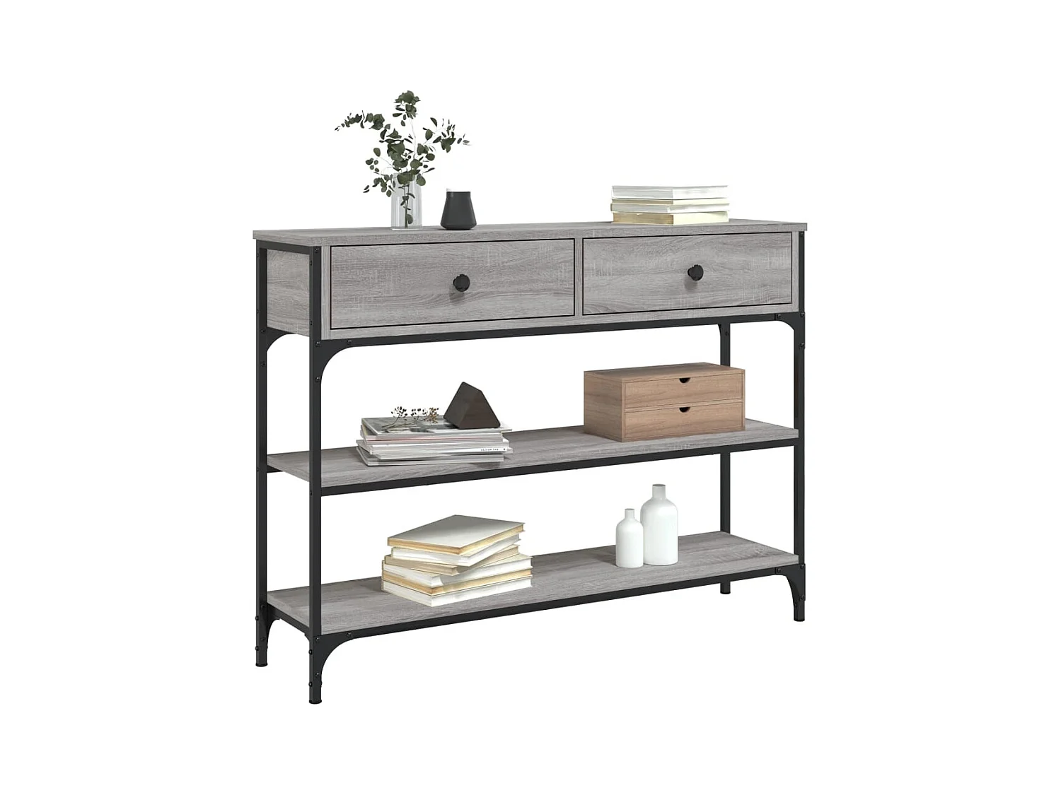 Table console sonoma gris 100x25x75 cm bois d'ingénierie