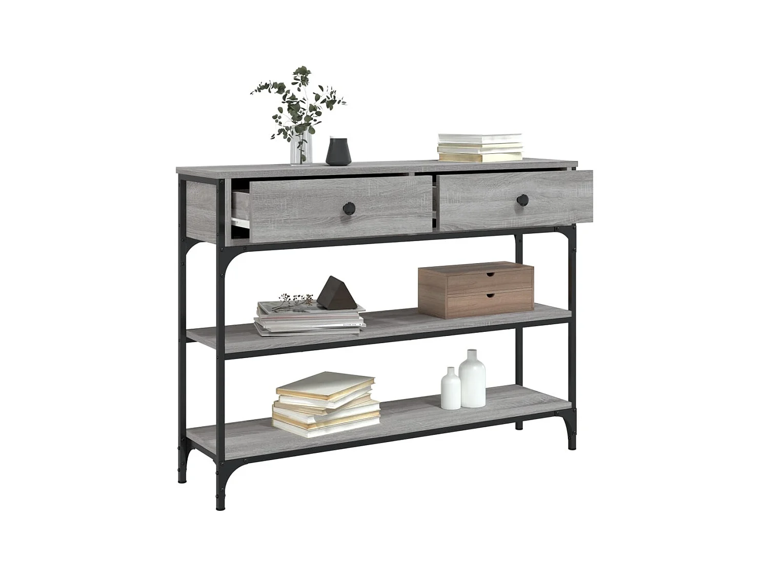 Table console sonoma gris 100x25x75 cm bois d'ingénierie